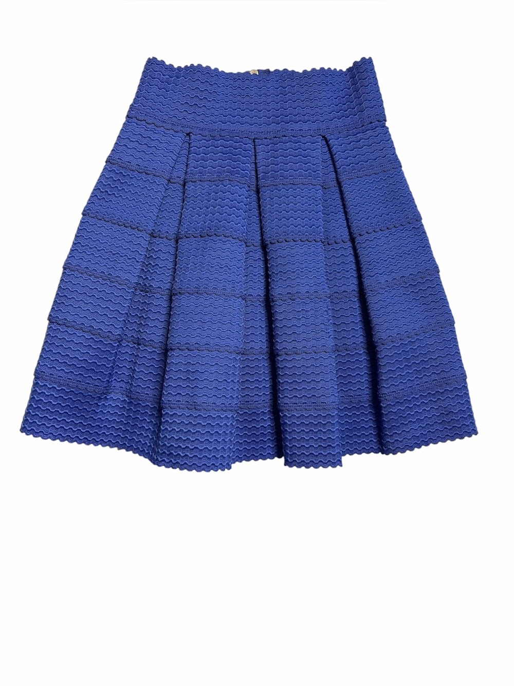 Dina Be Blue Pleated Skater Scuba Skirt Size Small